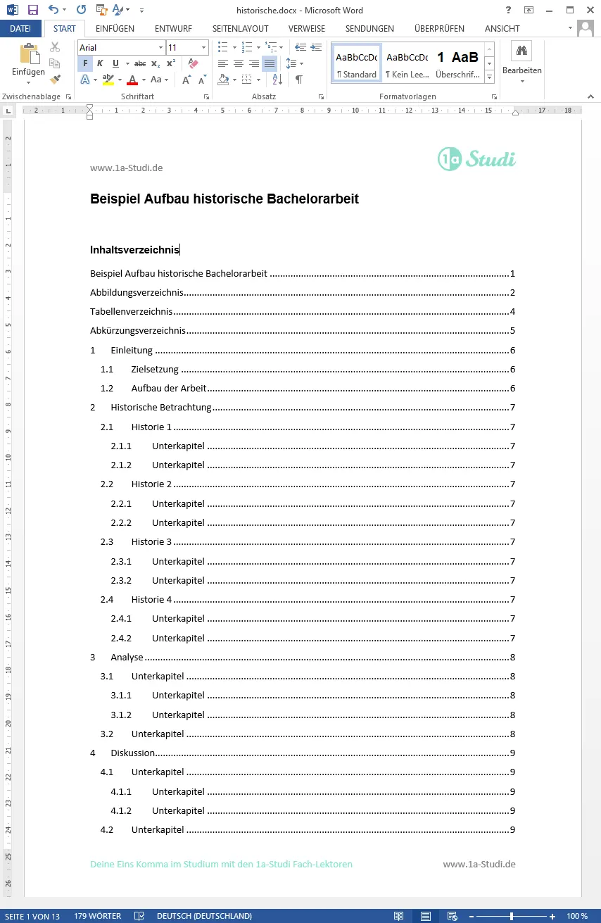 Bachelorarbeit historisch Aufbau